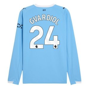 Manchester City Herr Hemmatröja 2025/26 Joško Gvardiol #24 Långärmad Billig Fotbollströja