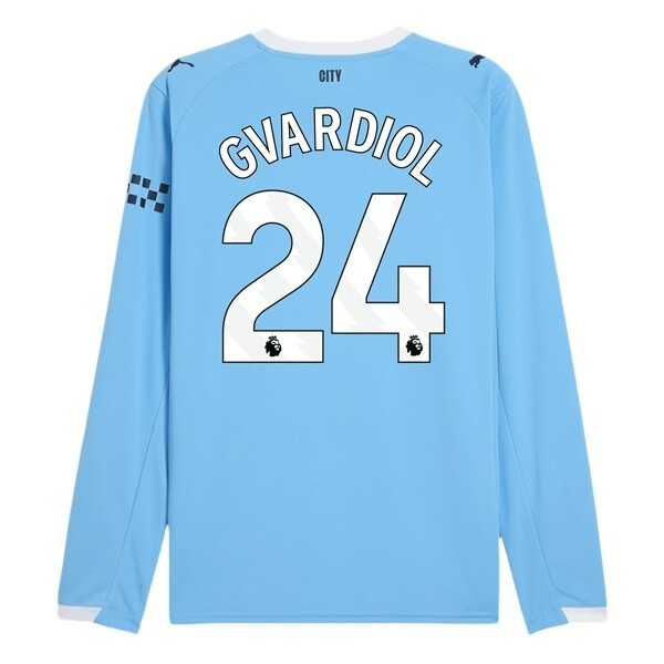 Manchester City Herr Hemmatröja 2025/26 Joško Gvardiol #24 Långärmad Billig Fotbollströja 1 Manchester City Herr Hemmatröja 2025/26 Joško Gvardiol #24 Långärmad Billig Fotbollströja