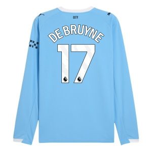 Manchester City Herr Hemmatröja 2025/26 Kevin de Bruyne #17 Långärmad Billig Fotbollströja