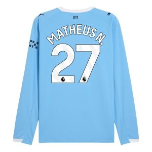 Manchester City Herr Hemmatröja 2025/26 Matheus Nunes #27 Långärmad Billig Fotbollströja