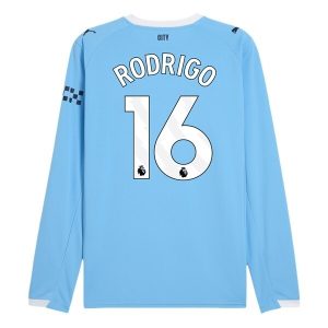 Manchester City Herr Hemmatröja 2025/26 Rodrigo #16 Långärmad Billig Fotbollströja