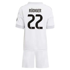 Real Madrid Barn Hemmatröja 2025/26 Antonio Rüdiger #22 Fotbollsställ med Shorts
