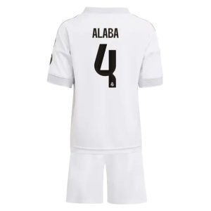Real Madrid Barn Hemmatröja 2025/26 David Alaba #4 Fotbollsställ med Shorts