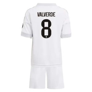 Real Madrid Barn Hemmatröja 2025/26 Federico Valverde #8 Fotbollsställ med Shorts