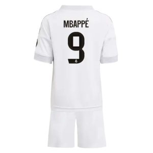 Real Madrid Barn Hemmatröja 2025/26 Kylian Mbappé #9 Fotbollsställ med Shorts
