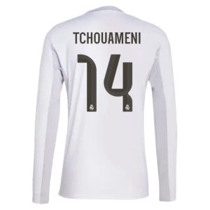 Real Madrid Herr Hemmatröja 2025/26 Aurélien Tchouaméni #14 Långärmad Billig Fotbollströja