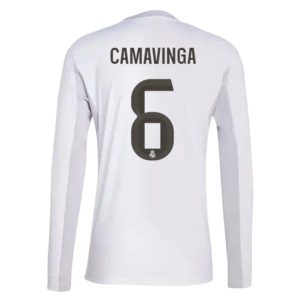 Real Madrid Herr Hemmatröja 2025/26 Eduardo Camavinga #6 Långärmad Billig Fotbollströja