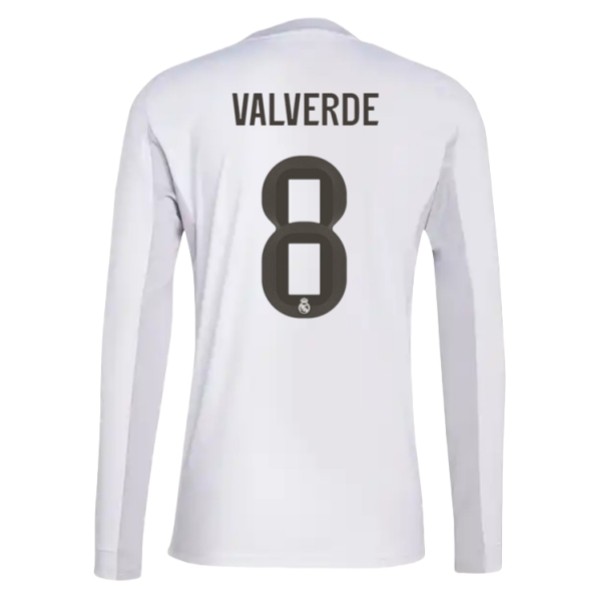 Real Madrid Herr Hemmatröja 2025/26 Federico Valverde #8 Långärmad Billig Fotbollströja 1 Real Madrid Herr Hemmatröja 2025/26 Federico Valverde #8 Långärmad Billig Fotbollströja