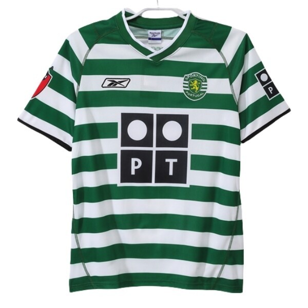 Sporting Lissabon Hemmatröja Retro 2003-2004 Kortärmad Billig Fotbollströja
