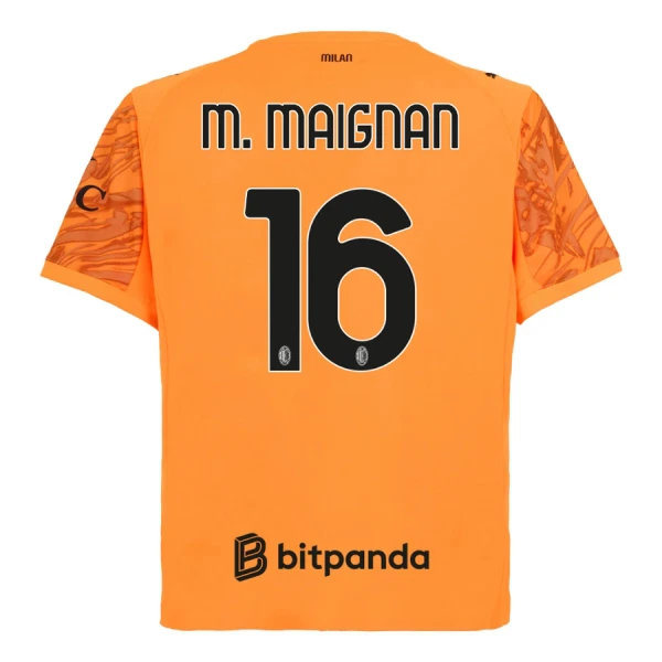 AC Milan Herr Målvakt Bortatröja 2025/26 Mike Maignan 16 Orange Kortärmad Fotbollströja AC Milan Herr Målvakt Bortatröja 2025/26 Mike Maignan 16 Orange Kortärmad Fotbollströja