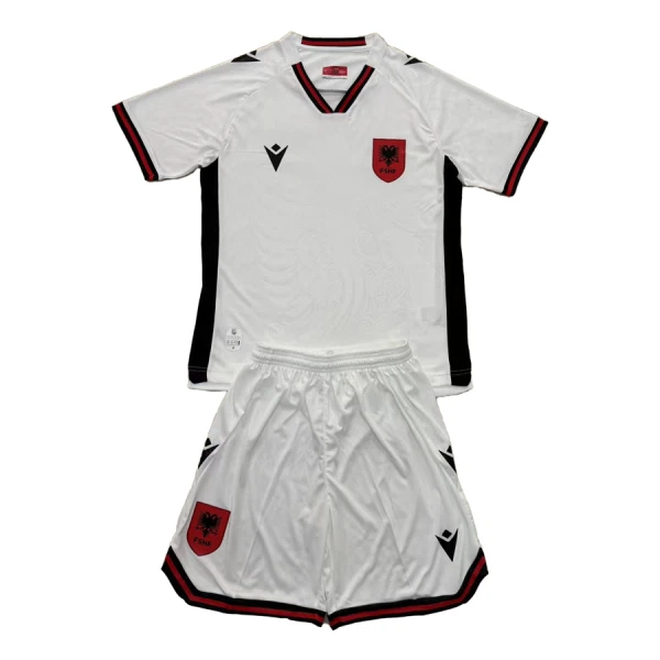 Albanien Barn Bortatröja 2025/26 Kortärmad Fotbollsställ med Shorts
