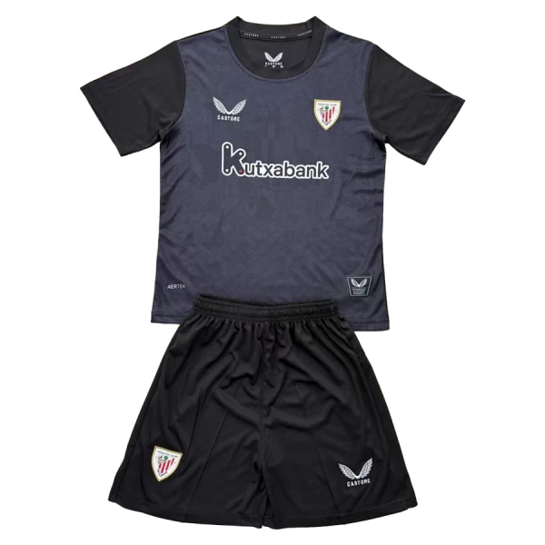 Athletic Bilbao Målvakt Hemmatröja Barn 2025/26 Svart Kortärmad Fotbollsställ med Shorts