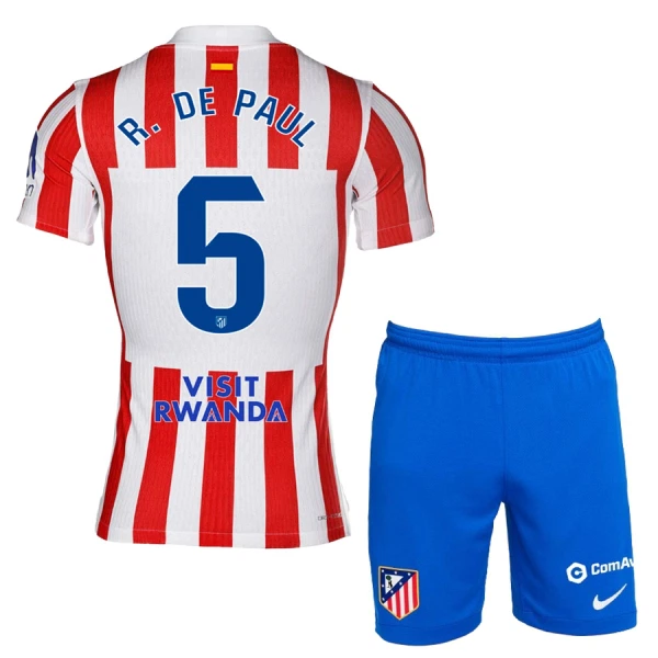 Atlético Madrid Barn Hemmatröja 2025/26 Rodrigo De Paul 5 Kortärmad Fotbollsställ med Shorts 1 Atlético Madrid Barn Hemmatröja 2025/26 Rodrigo De Paul 5 Kortärmad Fotbollsställ med Shorts
