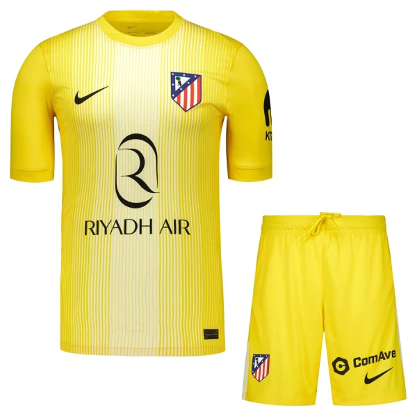 Atlético Madrid Barn Målvaktsställ 2025/26 Gul Kortärmad Tröja + Shorts