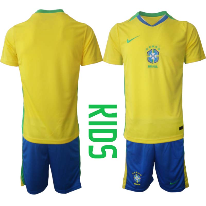 Brasilien Hemmaställ Barn 2025/26 – Kortärmad Fotbollströja + Shorts