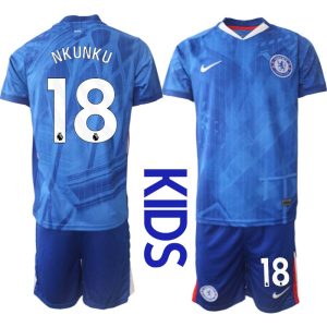 Chelsea FC Hemmaställ Barn 2025/26 – Christopher Nkunku 18 – Kortärmad Fotbollströja + Shorts