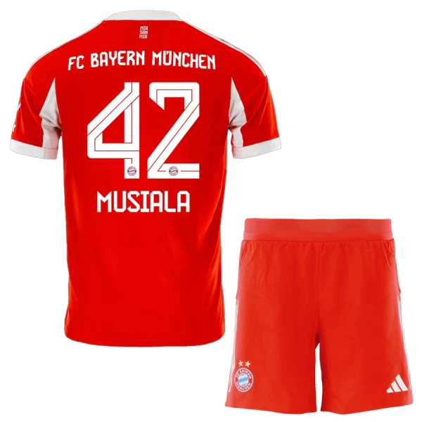 FC Bayern München Barn Hemmatröja 2025/26 Jamal Musiala 42 Kortärmad Fotbollsställ med Shorts 1 FC Bayern München Barn Hemmatröja 2025/26 Jamal Musiala 42 Kortärmad Fotbollsställ med Shorts