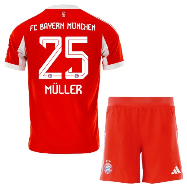 FC Bayern München Barn Hemmatröja 2025/26 Thomas Müller 25 Kortärmad Fotbollsställ med Shorts 1 FC Bayern München Barn Hemmatröja 2025/26 Thomas Müller 25 Kortärmad Fotbollsställ med Shorts