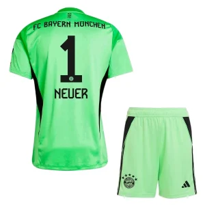 FC Bayern München Barn Målvaktströja 2025/26 Grön Manuel Neuer 1 Fotbollsställ med Shorts