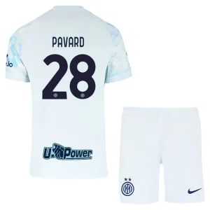 Inter Milan Barn Bortatröja 2025/26 Benjamin Pavard 28 Kortärmad Fotbollsställ med Shorts