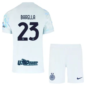 Inter Milan Barn Bortatröja 2025/26 Nicolò Barella 23 Kortärmad Fotbollsställ med Shorts