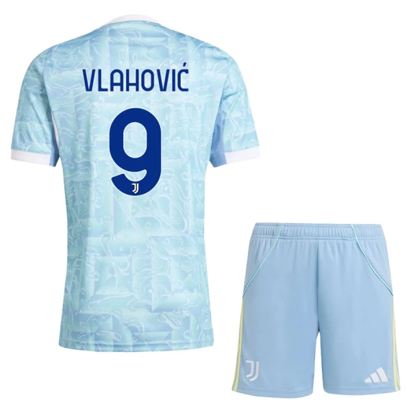 Juventus Barn Bortatröja 2025/26 Dušan Vlahović 9 Kortärmad Fotbollsställ med Shorts Juventus Barn Bortatröja 2025/26 Dušan Vlahović 9 Kortärmad Fotbollsställ med Shorts