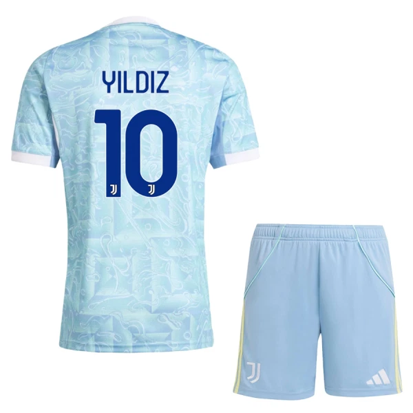 Juventus Barn Bortatröja 2025/26 Kenan Yildiz 10 Kortärmad Fotbollsställ med Shorts