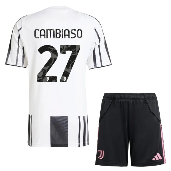 Juventus Barn Hemmatröja 2025/26 Andrea Cambiaso 27 Kortärmad Fotbollsställ med Shorts 1 Juventus Barn Hemmatröja 2025/26 Andrea Cambiaso 27 Kortärmad Fotbollsställ med Shorts