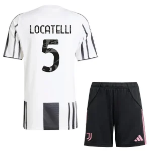 Juventus Barn Hemmatröja 2025/26 Manuel Locatelli 5 Kortärmad Fotbollsställ med Shorts