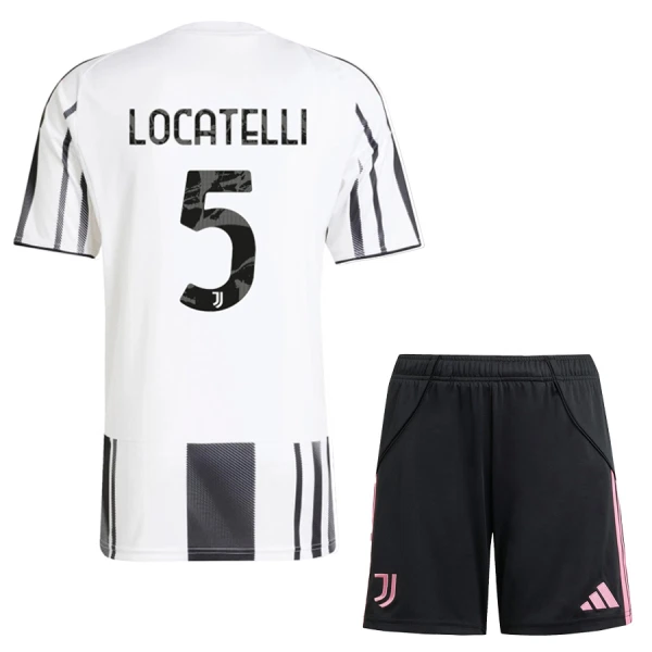 Juventus Barn Hemmatröja 2025/26 Manuel Locatelli 5 Kortärmad Fotbollsställ med Shorts