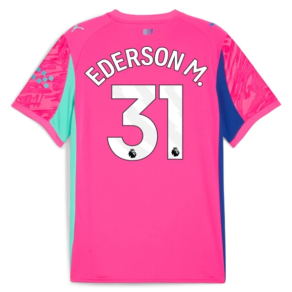 Manchester City Herr Målvakt Bortatröja 2025/26 Rosa – Ederson M. 31 – Kortärmad Fotbollströja