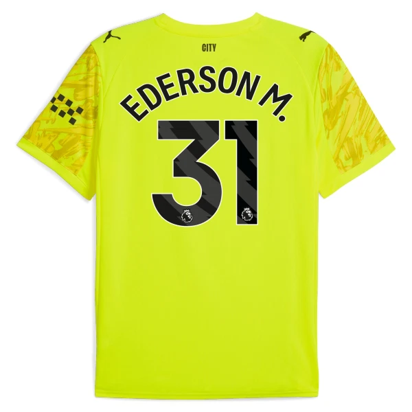 Manchester City Herr Målvakt Tredjetröja 2025/26 Gul – Ederson M. 31 – Kortärmad Fotbollströja