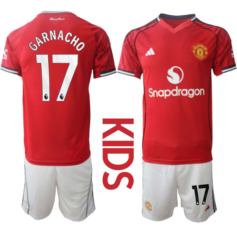 Manchester United Hemmaställ Barn 2025/26 – Alejandro Garnacho 17 – Kortärmad Fotbollströja + Shorts 1 Manchester United Hemmaställ Barn 2025/26 – Alejandro Garnacho 17 – Kortärmad Fotbollströja + Shorts