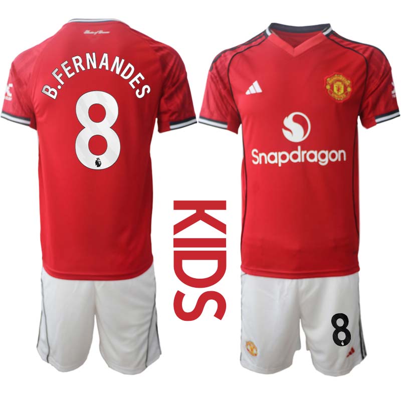 Manchester United Hemmaställ Barn 2025/26 – Bruno Fernandes 8 – Kortärmad Fotbollströja + Shorts 1 Manchester United Hemmaställ Barn 2025/26 – Bruno Fernandes 8 – Kortärmad Fotbollströja + Shorts
