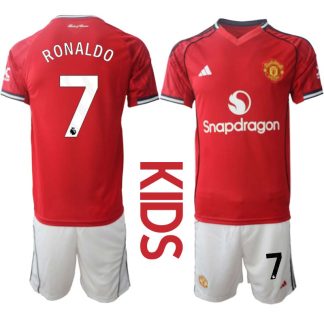 Manchester United Hemmaställ Barn 2025/26 – Cristiano Ronaldo 7 – Kortärmad Fotbollströja + Shorts