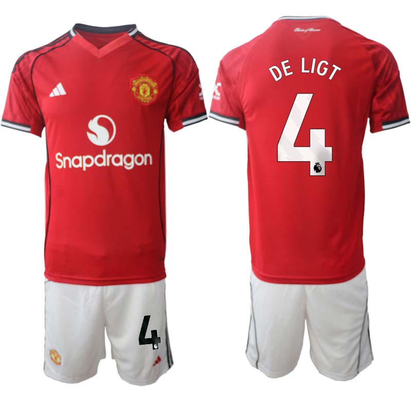 Manchester United Hemmaställ Herr 2025/26 – Matthijs de Ligt 4 – Kortärmad Fotbollströja + Shorts