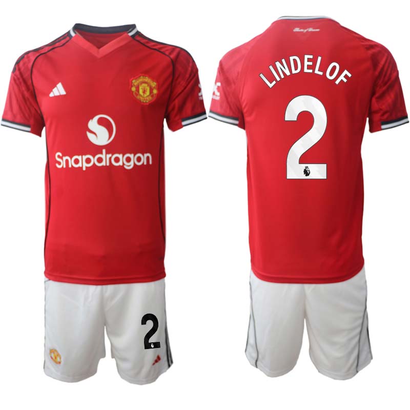 Manchester United Hemmaställ Herr 2025/26 – Victor Lindelof 2 – Kortärmad Fotbollströja + Shorts