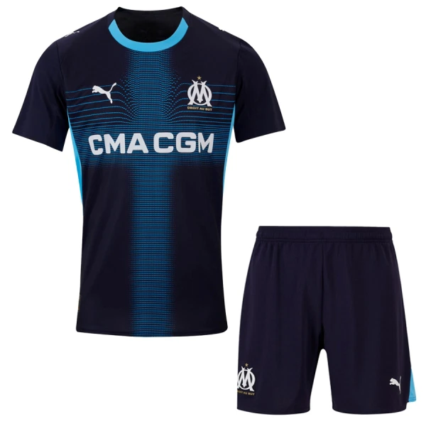 Olympique de Marseille Barn Bortatröja 2025/26 Kortärmad Fotbollsställ med Shorts 1 Olympique de Marseille Barn Bortatröja 2025/26 Kortärmad Fotbollsställ med Shorts