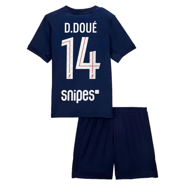 Paris Saint-Germain Barn Hemmatröja 2025/26 Désiré Doué 14 Kortärmad Fotbollsställ med Shorts 1 Paris Saint-Germain Barn Hemmatröja 2025/26 Désiré Doué 14 Kortärmad Fotbollsställ med Shorts