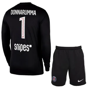 Paris Saint-Germain Målvaktströja Barn 2025/26 Gianluigi Donnarumma 1 Svart Långärmad Fotbollsställ med Shorts