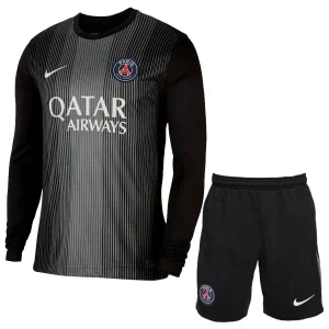 Paris Saint-Germain Målvaktströja Barn 2025/26 Svart Långärmad Fotbollsställ med Shorts