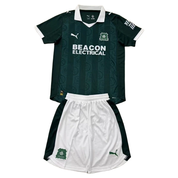 Plymouth Argyle Barn Hemmatröja 2025/26 Kortärmad Fotbollsställ med Shorts