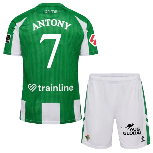 Real Betis Barn Hemmatröja 2025/26 Antony 7 Kortärmad Fotbollsställ med Shorts Real Betis Barn Hemmatröja 2025/26 Antony 7 Kortärmad Fotbollsställ med Shorts