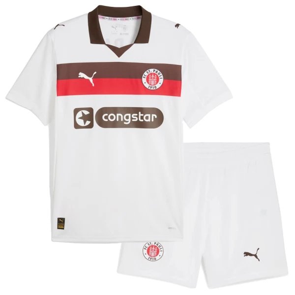 St. Pauli Barn Bortatröja 2025/26 Kortärmad Fotbollsställ med Shorts 1 St. Pauli Barn Bortatröja 2025/26 Kortärmad Fotbollsställ med Shorts
