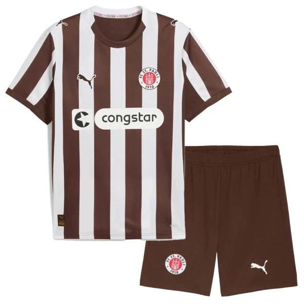 St. Pauli Barn Hemmatröja 2025/26 Kortärmad Fotbollsställ med Shorts 1 St. Pauli Barn Hemmatröja 2025/26 Kortärmad Fotbollsställ med Shorts