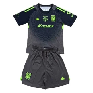 Tigres UANL Målvaktsdräkt Barn Svart 2025/26 Kortärmad Fotbollsställ med Shorts