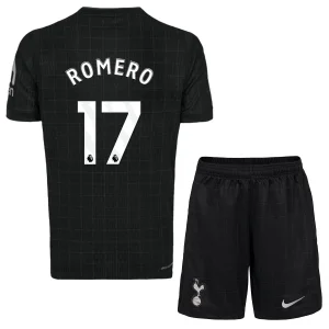 Tottenham Hotspur Barn Bortatröja 2025/26 Cristian Romero 17 Kortärmad Fotbollsställ med Shorts