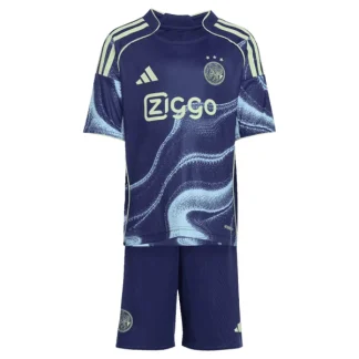 Ajax Barn Bortaställ 2025/26 – Kortärmad Fotbollsställ med Shorts