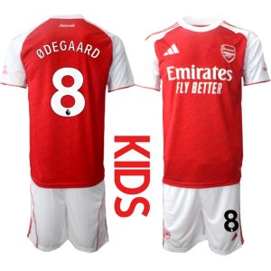 Arsenal Hemmaställ Barn 2025/26 – Martin Ødegaard 8 – Kortärmad Fotbollströja + Shorts