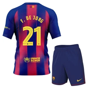 FC Barcelona Barn Hemmaställ 2025/26 – Frenkie de Jong 21 – Kortärmad Fotbollsställ med Shorts